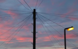 telegraph pole at dawn